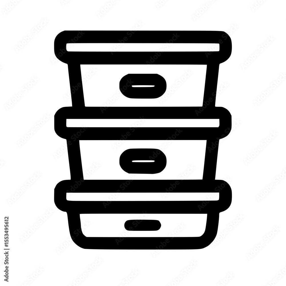 Poster minimalist outline stacked storage box container organization icon element