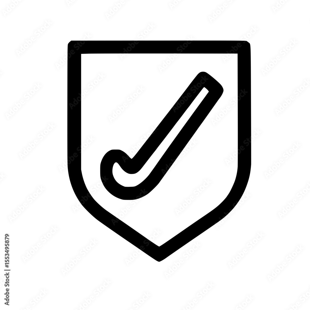 Poster minimalist line shield checkmark security icon symbol with modern concept
