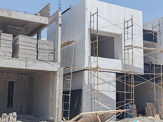 Under Construction House Or Villa's With Concreate Block Or Bricks.
Exterior View 02 Story...