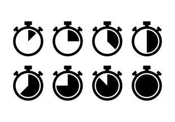Stopwatch timer icon set
