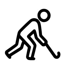 Outline Simple Stick Figure Hockey Player Sport Game Athlete Icon