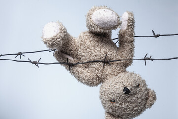 Conceptual image: russia's war against Ukraine, ruined children's lives and dreams as a result of...