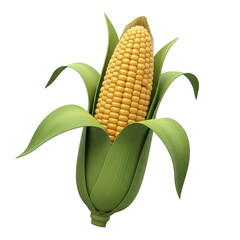 3D Corn on the Cob with Green Husk &ndash; Transparent Background