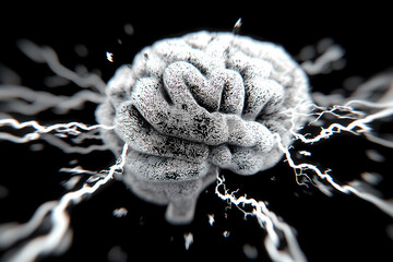 Ultra-detailed 3D Abstract Comic Brain Chemistry and Neurotransmitter Data Flow
