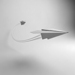 Sleek Origami Paper Airplane in Flight Minimalist Design