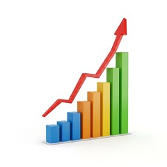 Colorful Bar Graph Showing Upward Trend, Growth, and Progress