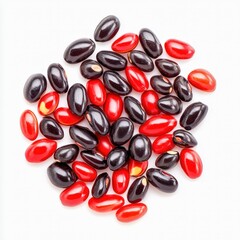 abrupt precarious jequirity bean seeds small red and black seeds with glossy appearance