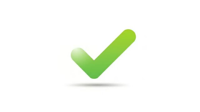 A vibrant green check mark symbolizing approval and success, set against a clean white background