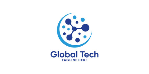 logo design global and connection,logo for global technology,internet,molecule,symbol,icon,idea,creative.