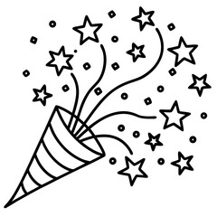Confetti Blast Minimalist Line Art Vector