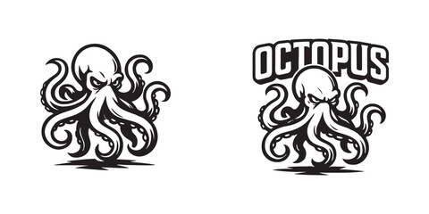 Angry octopus vector illustration perfect for t-shirt design, mascot logo and branding © MDOmar
