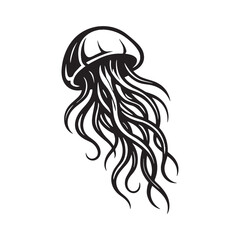 Elegant jellyfish vector illustration for tattoo, logo, t-shirt and digital art