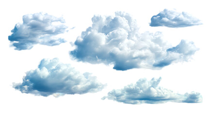 Collection of fluffy white cumulus clouds.