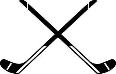 Crossed Hockey Sticks Silhouette Vector Illustration