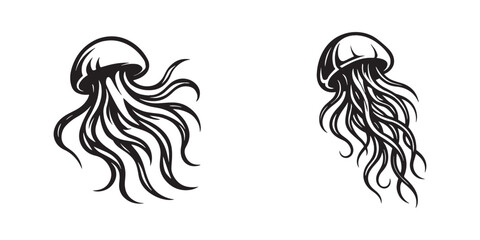 Unique jellyfish design in black and white for marine themed branding