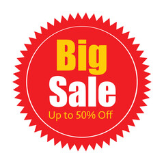 Big Sale 50% Off Red Starburst Sticker  Retail Promotion Vector
