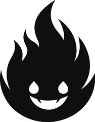 Reaction Fire Emoji Silhouette Vector Illustration