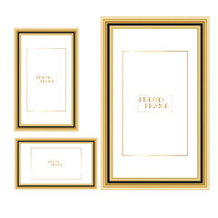 Realistic wooden picture frames collection. Modern poster mockup for artwork, photography, or advertising. Perfect for art galleries, interior decor, and branding. Vector illustration
