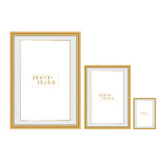Realistic wooden picture frames collection. Modern poster mockup for artwork, photography, or advertising. Perfect for art galleries, interior decor, and branding. Vector illustration