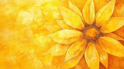 Golden Sunflower Watercolor Painting.