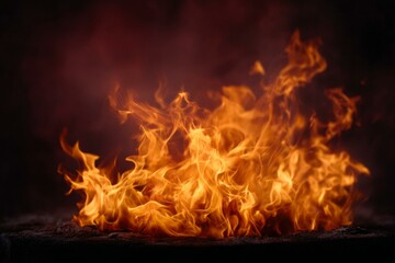 Fiery Flames in Dark Background