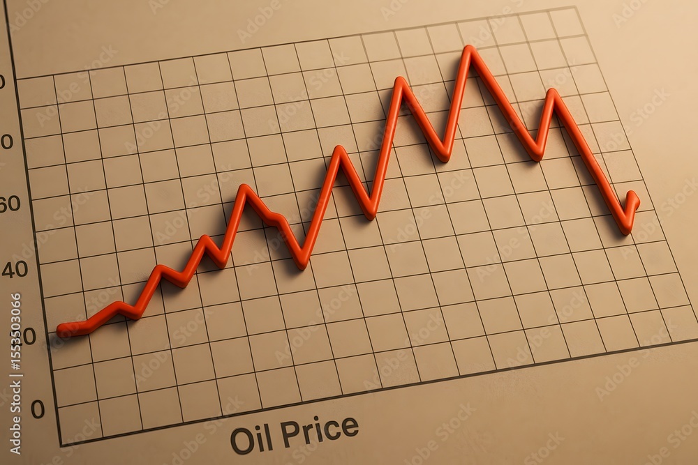 Poster Fluctuating Oil Price Graph Representation on a Grid Background