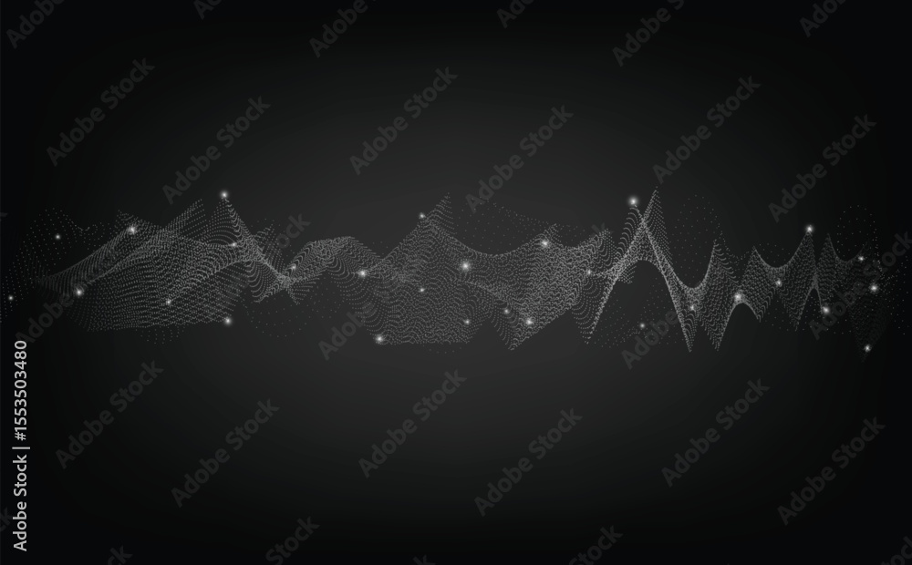 Poster abstract digital background with flowing curved lines, glowing wave patterns, and gradient neon colo