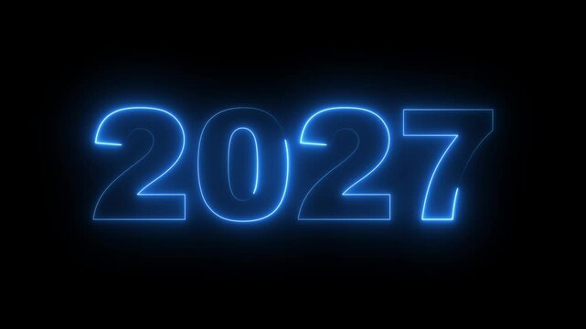 2027 neon line text. Abstract 2027 neon text animation, Glowing neon number text background. video animation . important year, important date 2027. Educational mathematics 2027 animation.