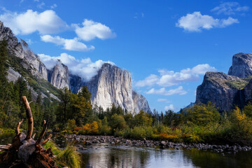 Beautiful view of Yosemite national park at sunset in California