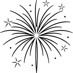 Obraz premium Fireworks Minimalist Line Art Vector