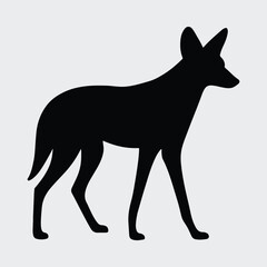 Silhouette coyote standing wildlife animal side view Vector illustration