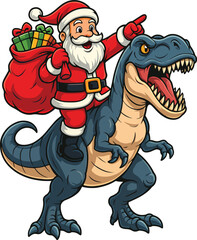 Santa Claus Riding Dinosaur