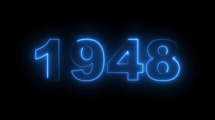 1948 neon line text. Abstract 1948 neon text animation, Glowing neon number text background. video animation . important year, important date 1948. Educational mathematics 1948 animation.