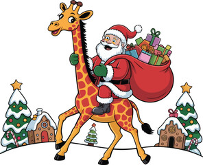 Santa Claus Riding Giraffe