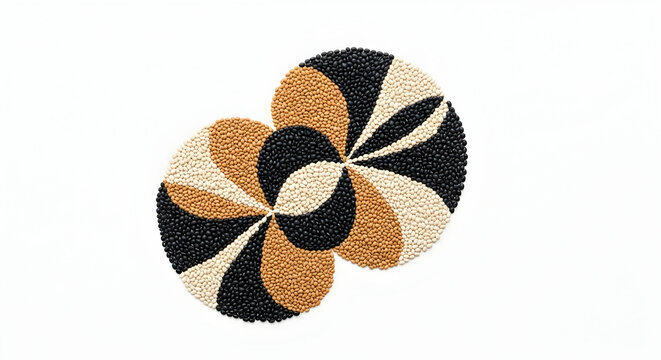 Intricate Bean Circles In Earth Tones Pattern Against White Canvas