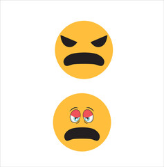 angry emotion vector set icon