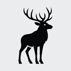Silhouette deer standing majestic animal wildlife outline Vector illustration