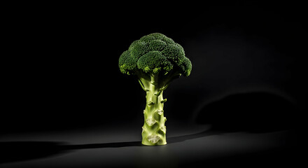 Broccoli Isolated On A Dark Background With Copy Space Available