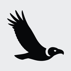 Silhouette eagle flying simple black and white bird Vector illustration