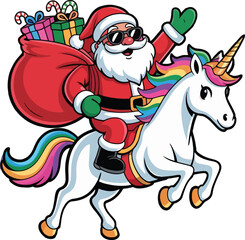 Santa Riding Unicorn
