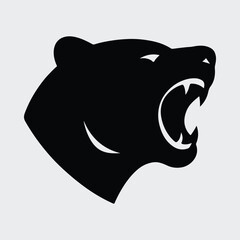 Silhouette ferocious bear head roaring angry animal Vector illustration