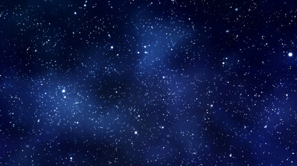 A star-filled night sky with numerous bright stars scattered across a deep blue cosmic background.