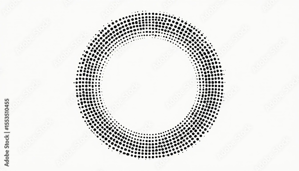 Poster abstract halftone ring design on white background with visual effect