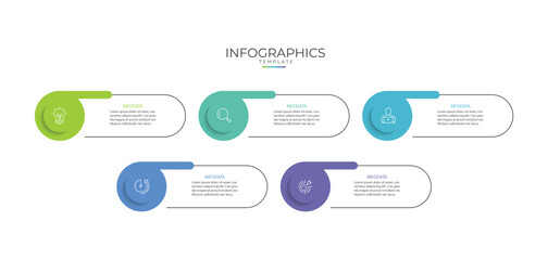 Business infographic template. 5 Step timeline journey. Process diagram, 5 options, Infographic elements vector illustration.