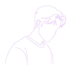 man looking down lineart outline illustration