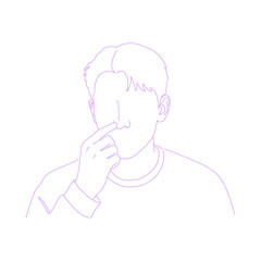 man picking nose lineart outline illustration