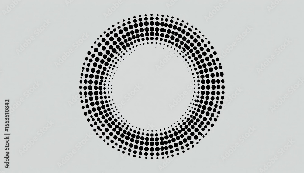 Poster abstract circular design with halftone effect, modern graphic element on a light gray background