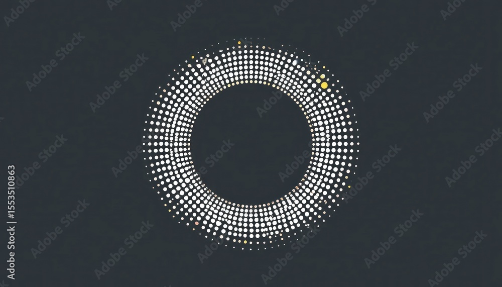 Poster abstract ring of dots on a dark gray background with a circular pattern