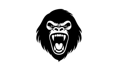 Fototapeta premium Vector silhouette screaming gorilla head.