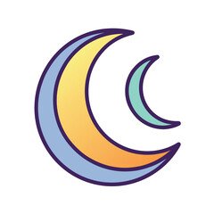 Crescent moon vector art illustration on white background.